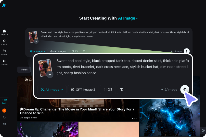 Upload images and enter your prompt