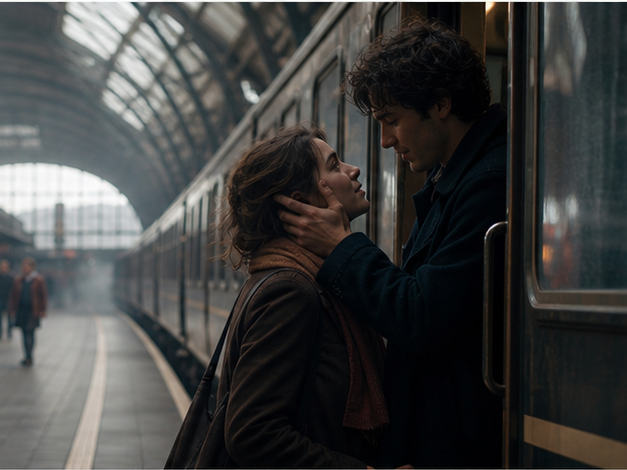 Viral Cinematic AI Love Story Video prompt example 2 - Train reunion