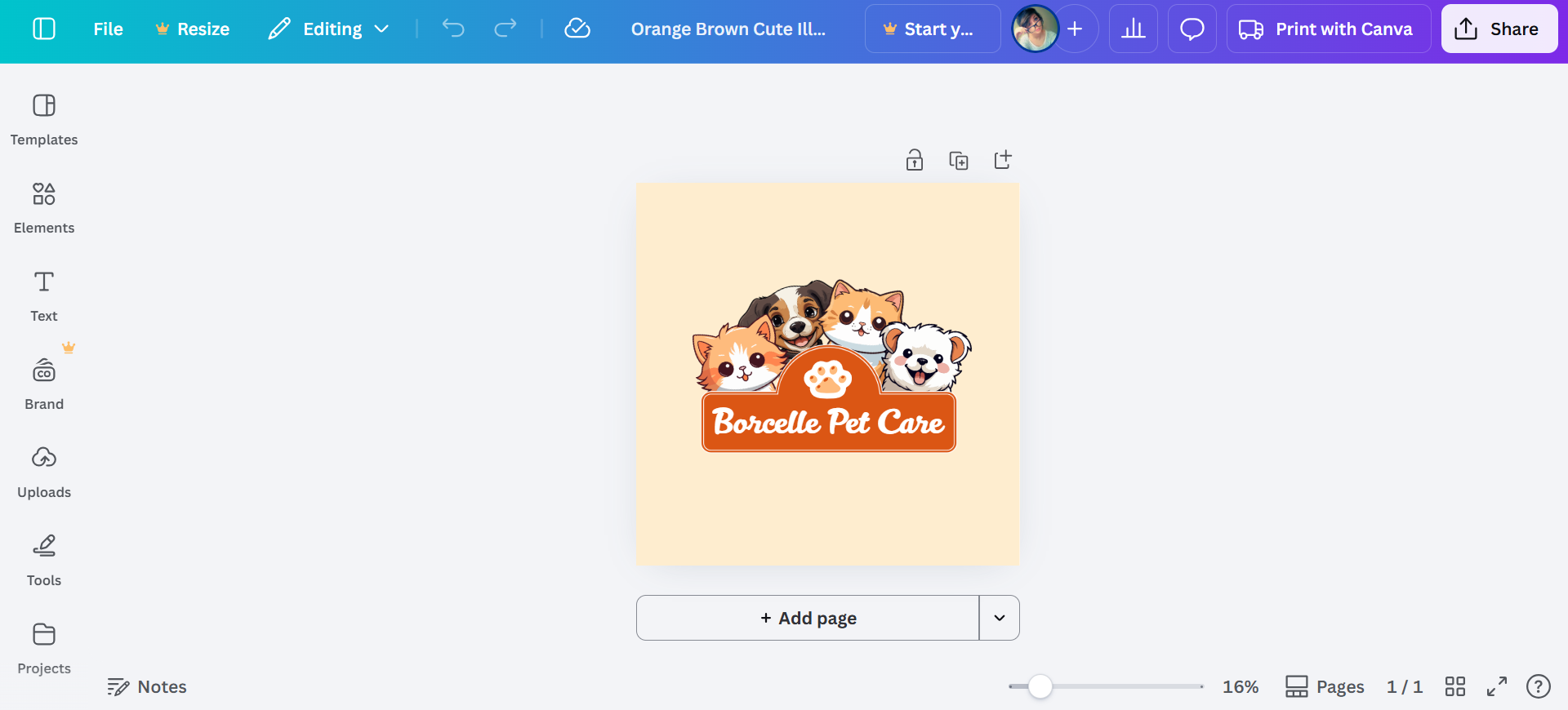 Design a cartoon-style logo with Canva