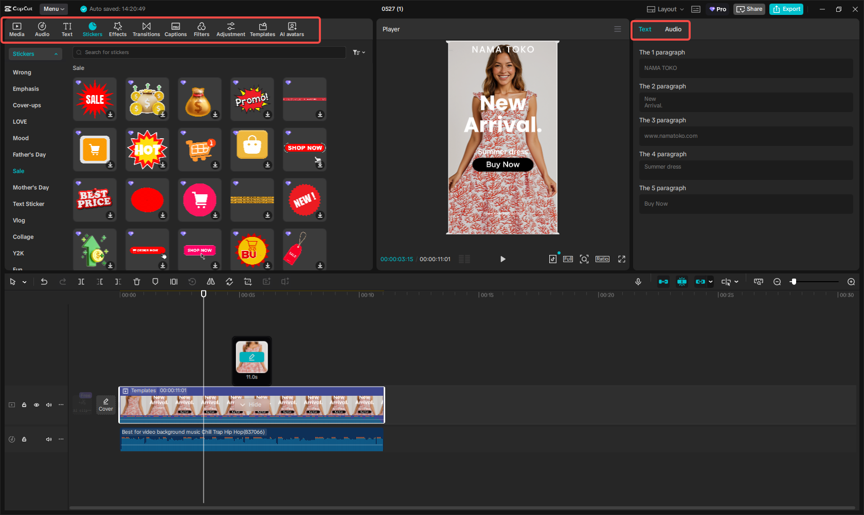 Create your ad video by utilizing a template