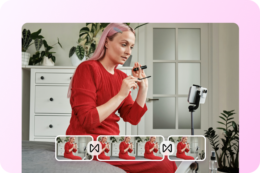 CapCut PC-Anzeigebild, das vor / nach der Vorschau mit einem Hit-Übergang angezeigt wird