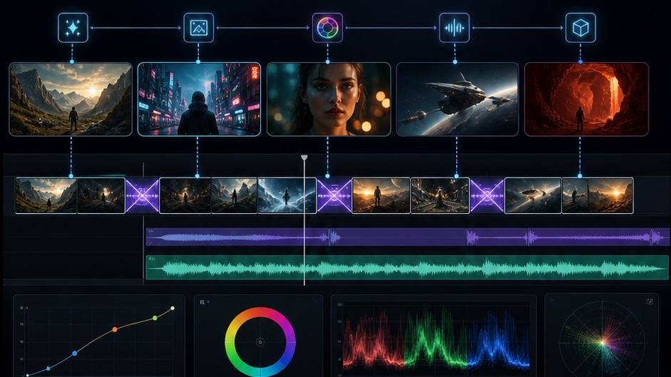 เวิร์กโฟลว์ตัดต่อวิดีโอภาพยนตร์ led พร้อมท์