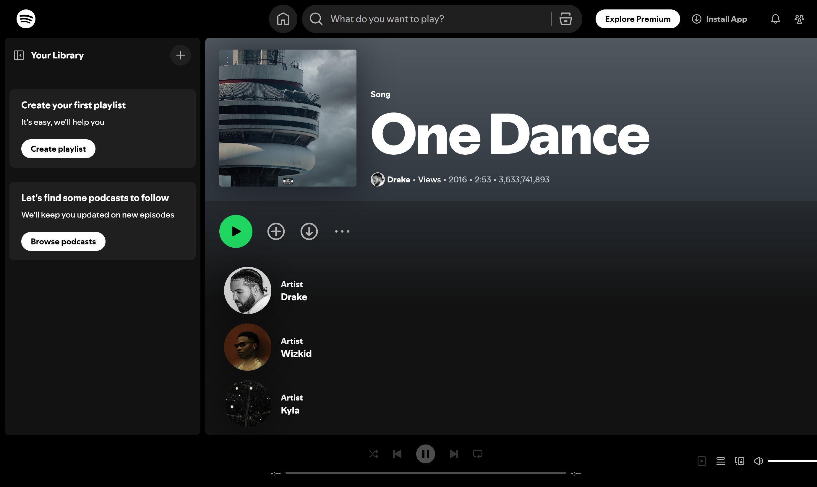 Spotify上播放的前100首歌曲：一支舞