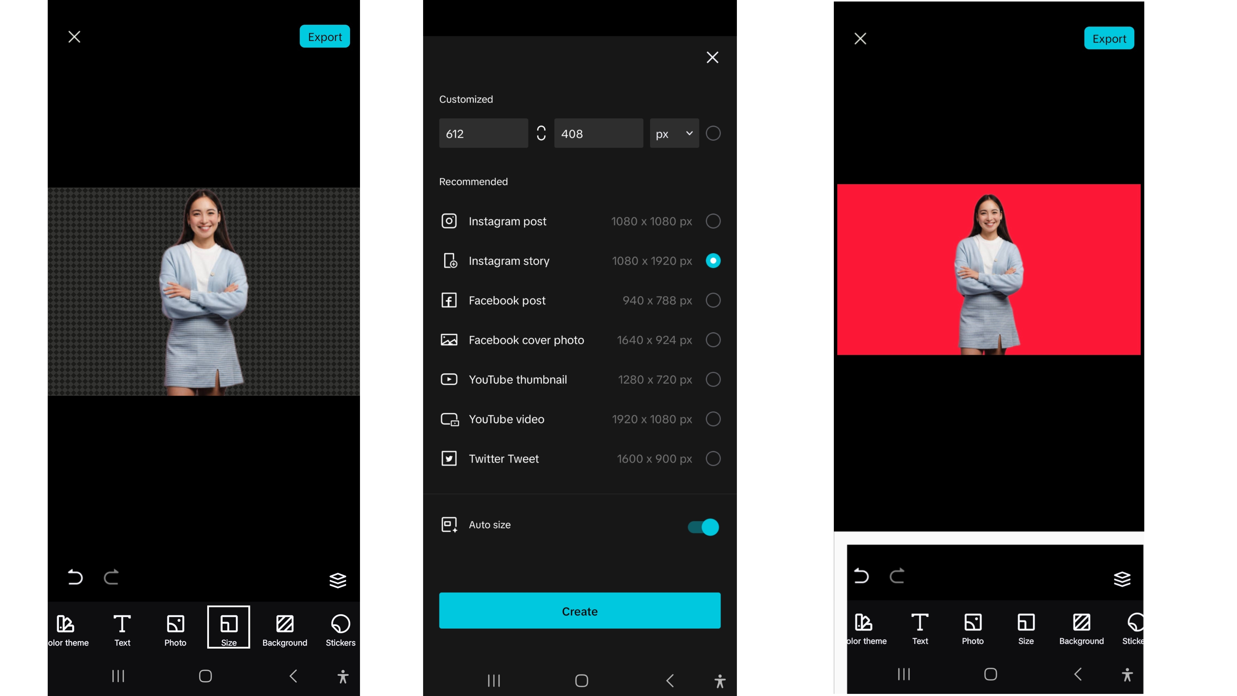 Upravit obrázky Android - Odebrat pozadí - Přizpůsobit a stáhnout