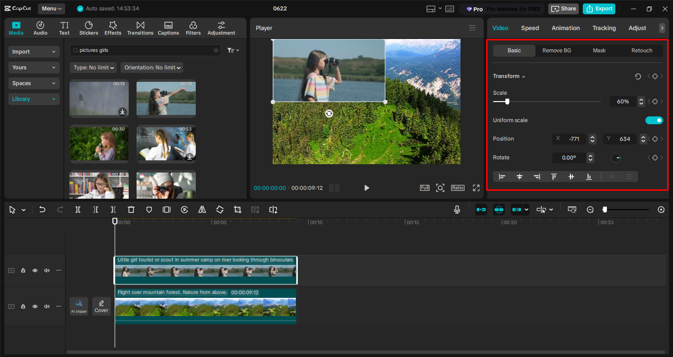 Overlaying an image in the CapCut desktop video editor