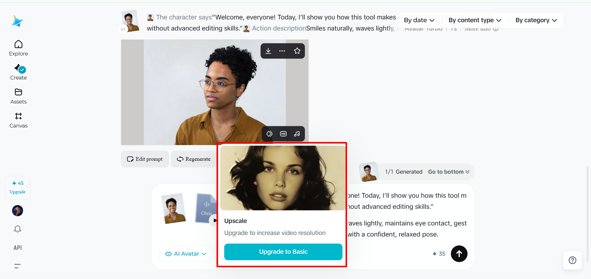 Upscale talking avatar AI