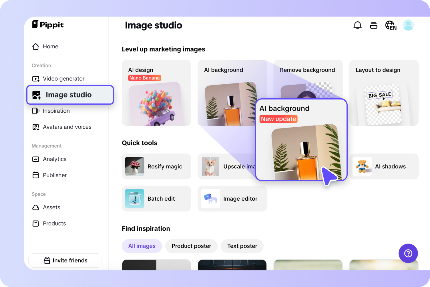 Select the AI background feature