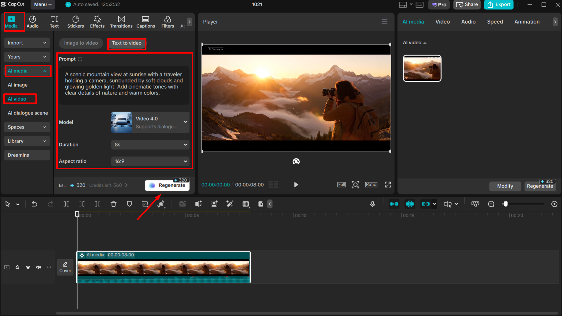Accessing the text-to-video in the CapCut desktop video editor