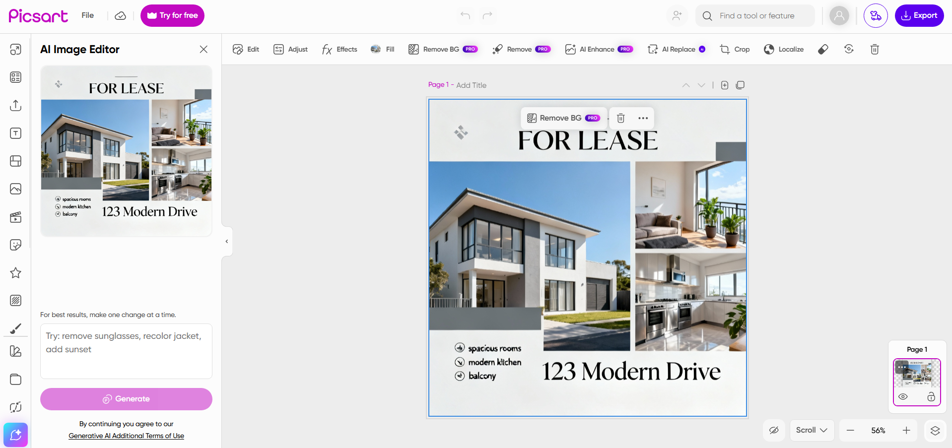 อินเทอร์เฟซ PicsArt