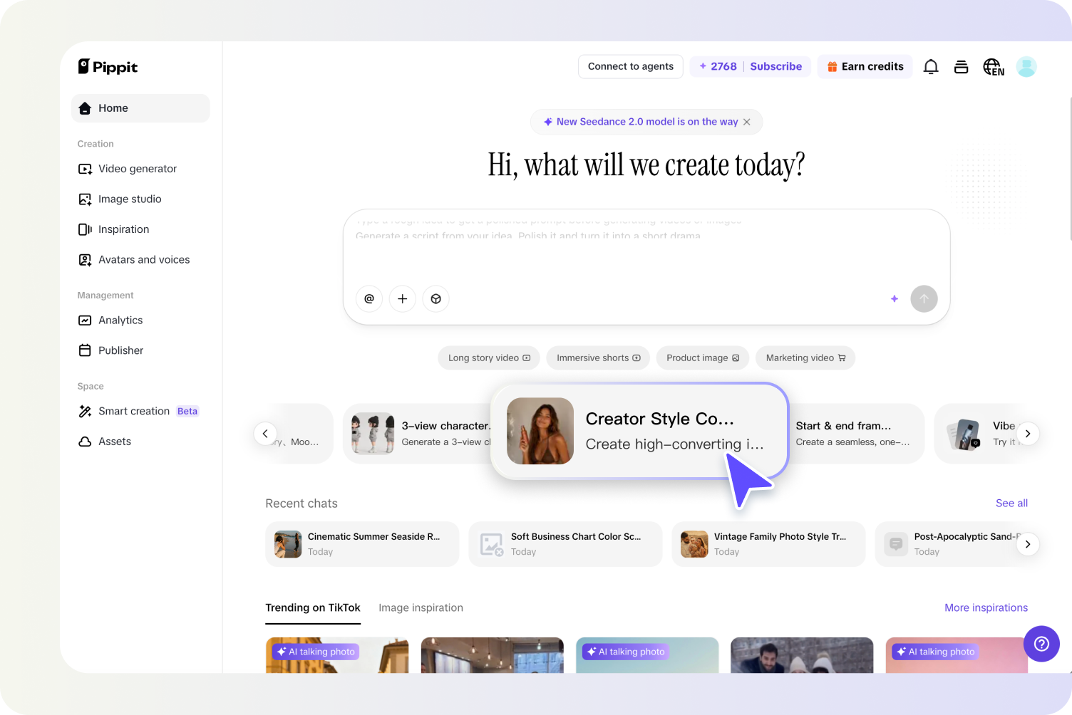 Step 1: Open the Creator Style Commerce Videos tool