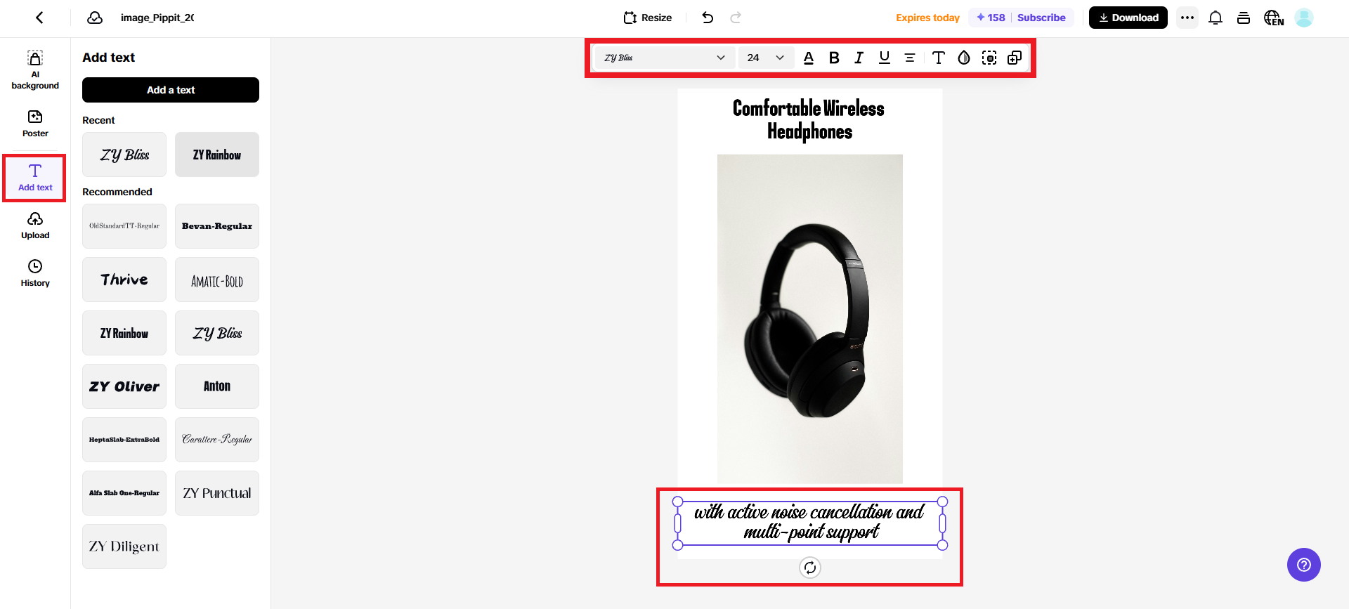 Add relevant text to your poster