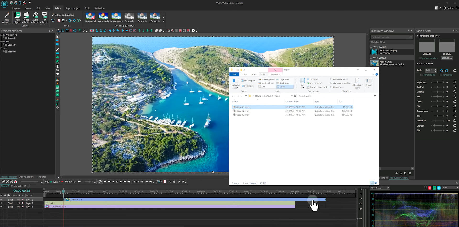 Importing a video into the VSDC video editor