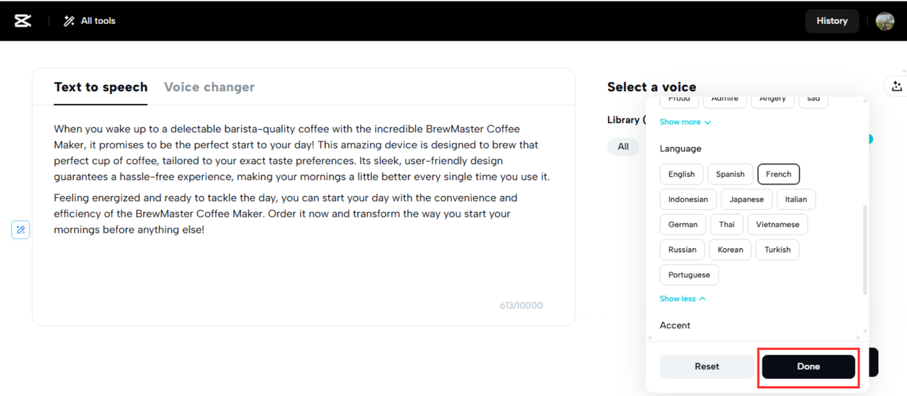 Choisissez votre voix