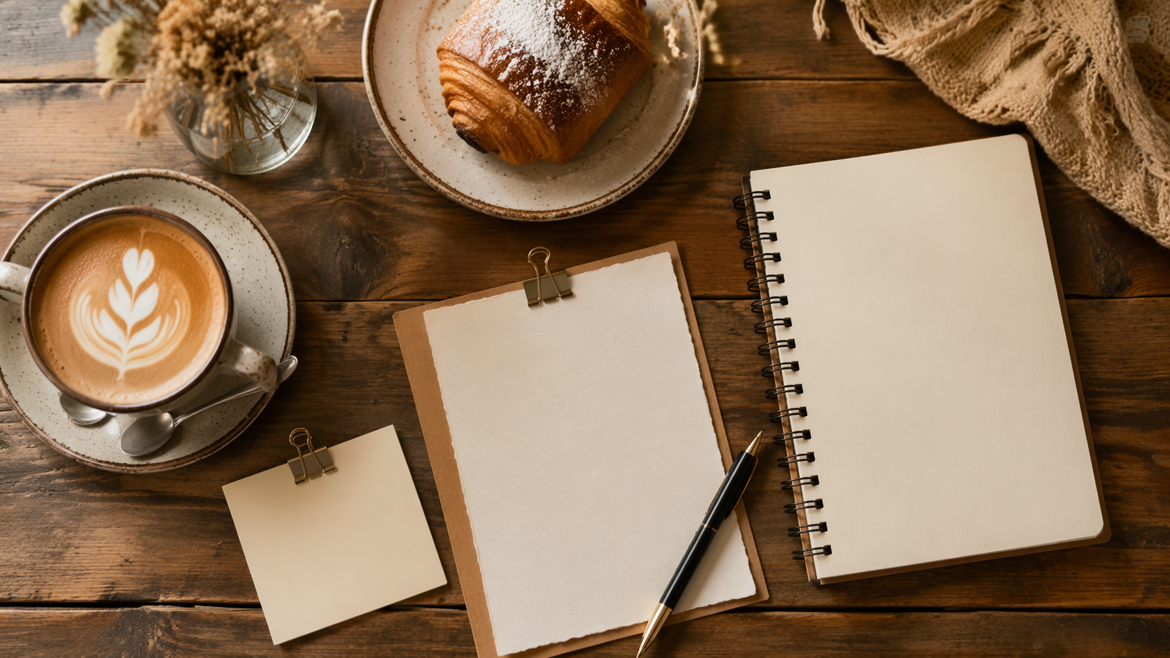 Dreamina Coffee Mockup Prompt Beispiel 4: Cozy Cafe Table Layout