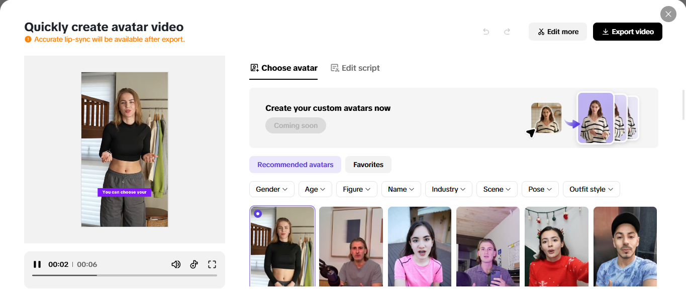 Pippit's AI influencer creator