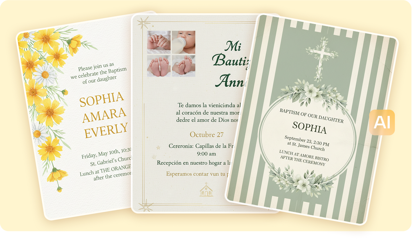 Dopinbjudan: Personliga inbjudningar till dopceremonier