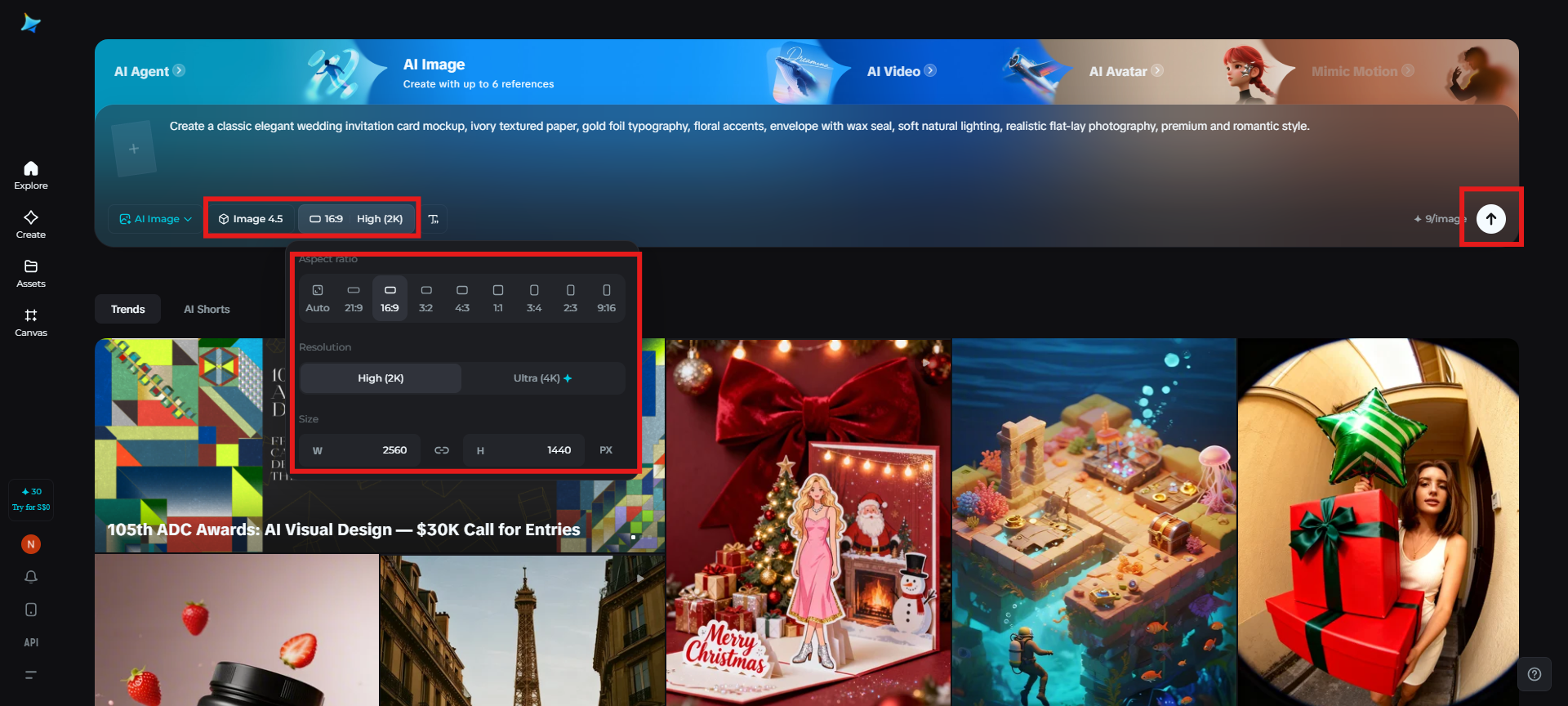 Adjust settings and generate
