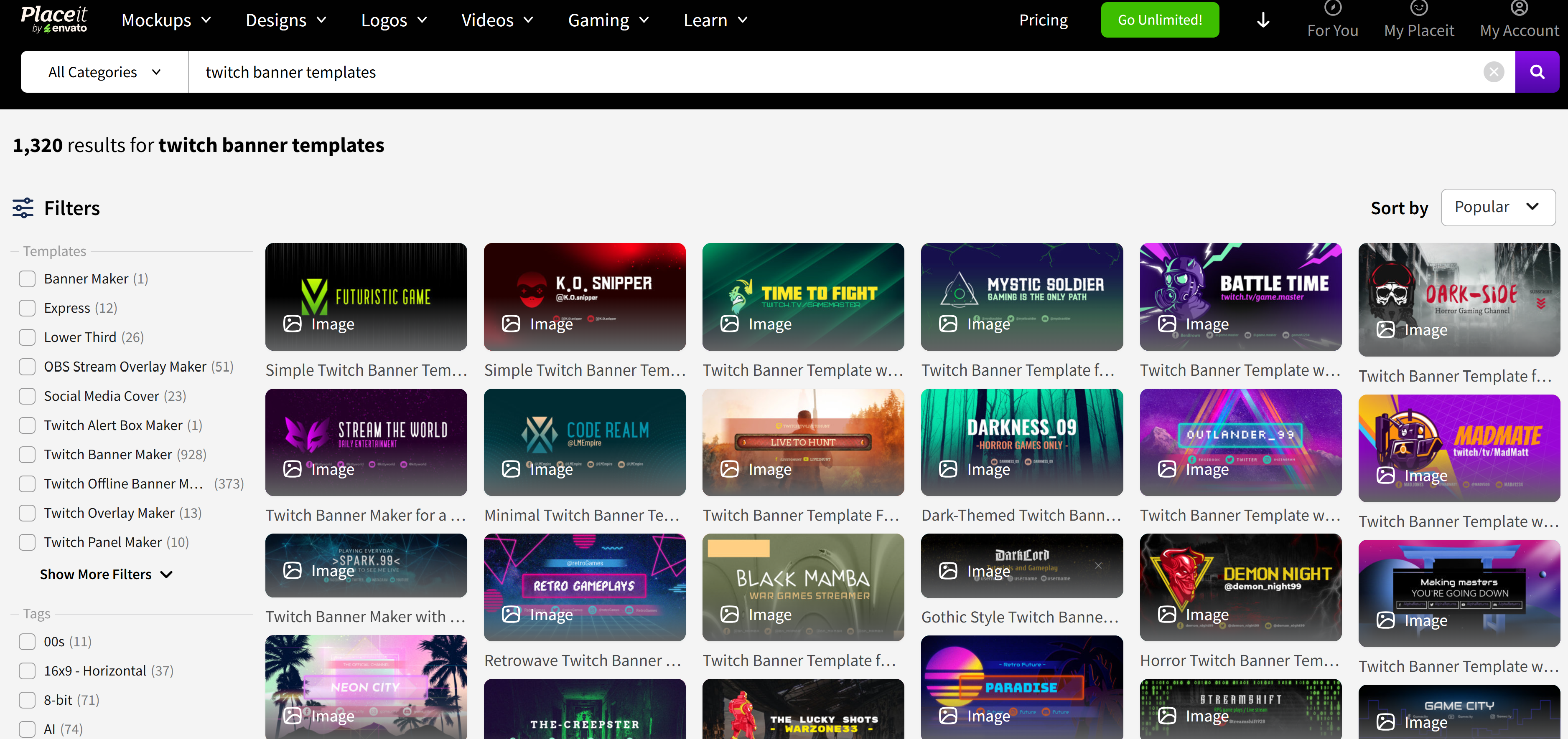 Create banner for Twitch with Placeit