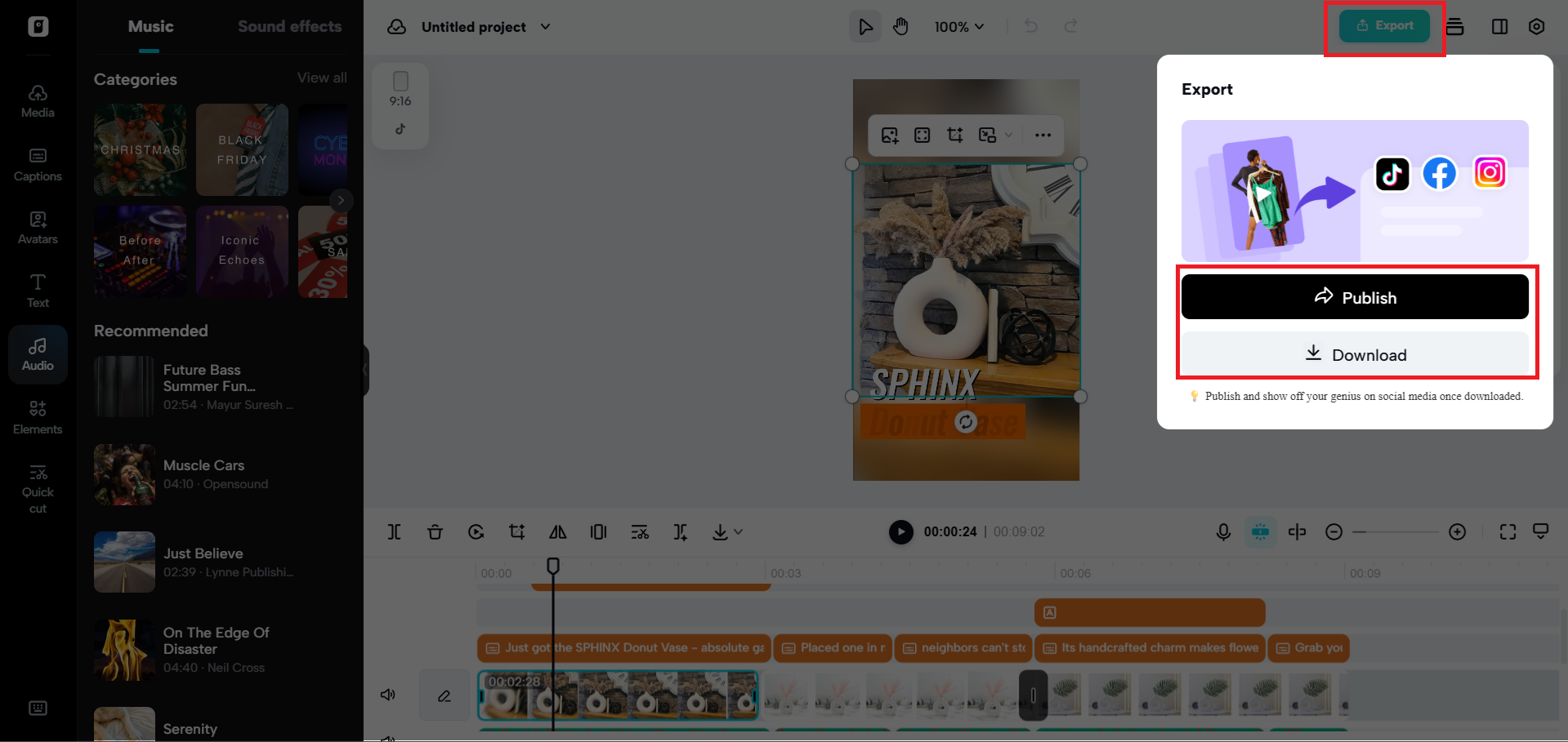 동영상 내보내기