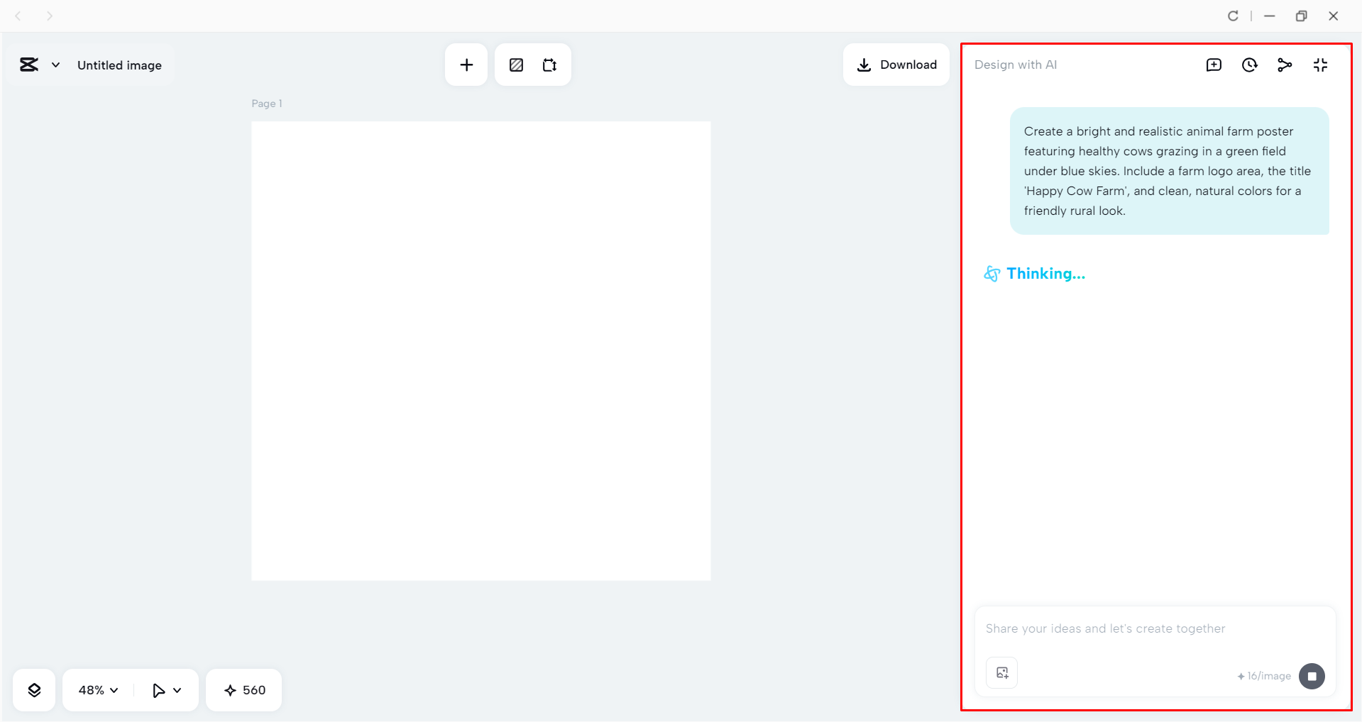 Creating an animal farm poster using CapCut's AI Design tool