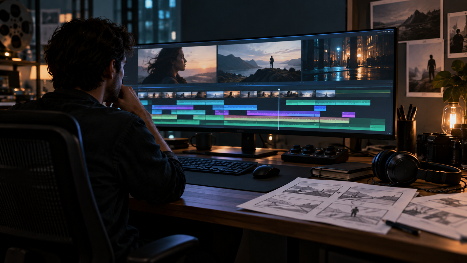 long-form AI filmmaking organized around story architecture, visual continuity, shot families, editing, sound, and responsible production planning