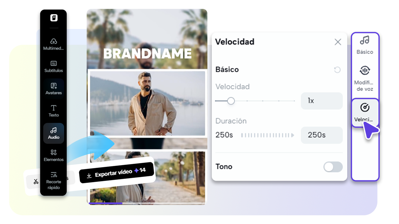 Abre las herramientas en el área de edición, selecciona añadir música personalizada y realiza ajustes.