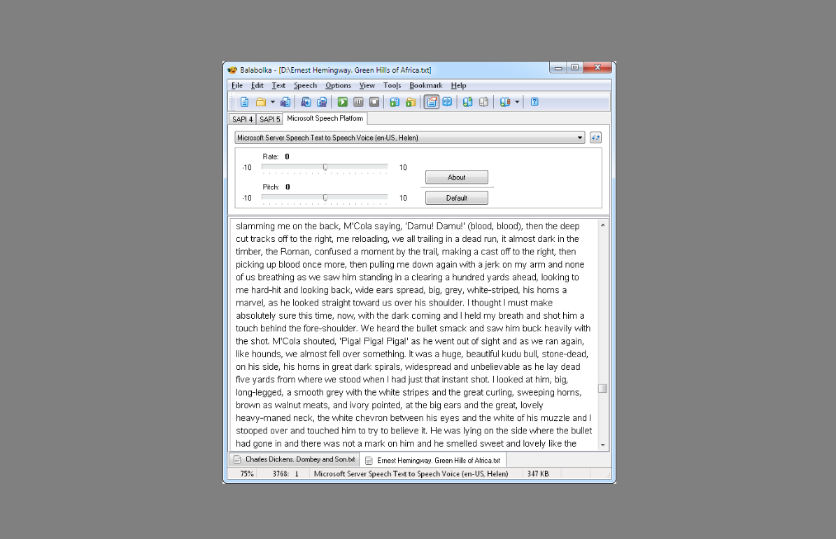 Balabolka interface
