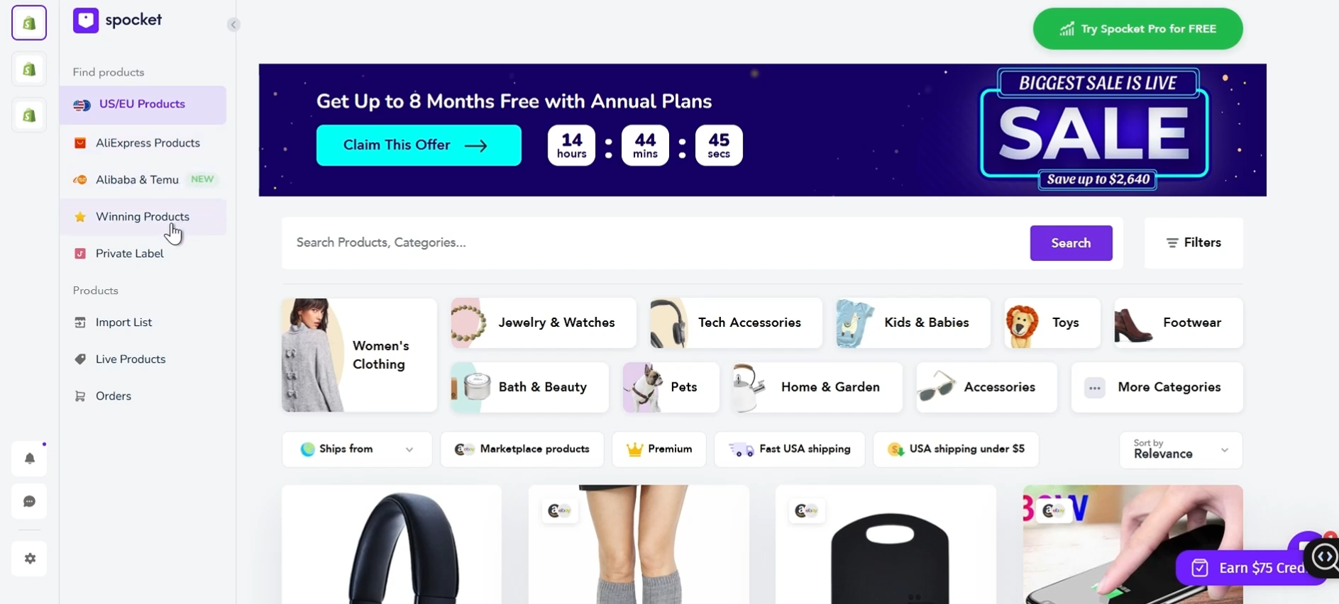 Spocket dropshipping for Shopify