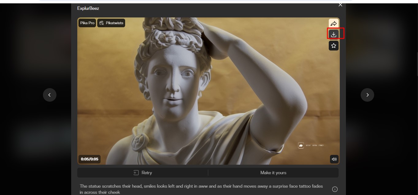 Downloading video from Pika Labs AI