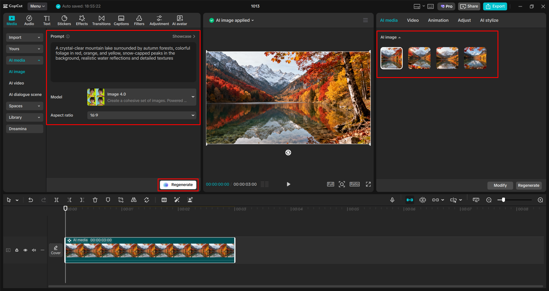 Converting a text to image in the CapCut desktop video editor