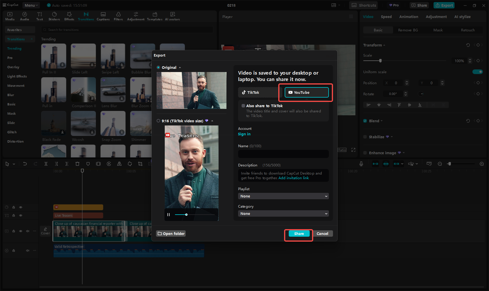 Videó exportálása és megosztása a YouTube-on