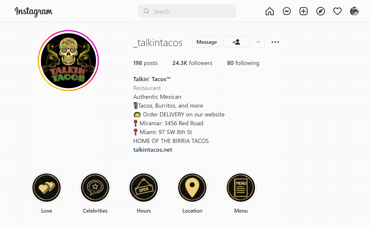 Példa üzleti bio Instagram