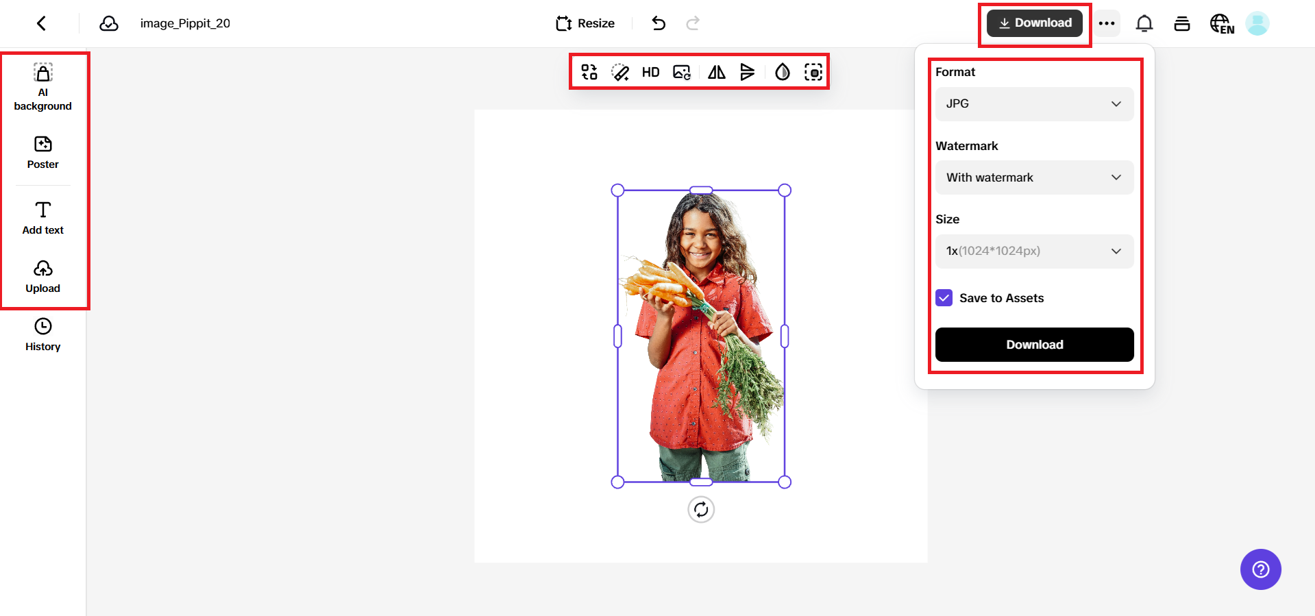 Download in the desired format