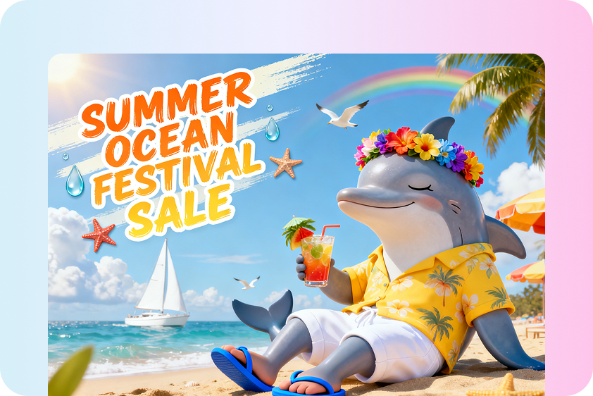 Poster 3D yang menampilkan visual jenama yang kukuh