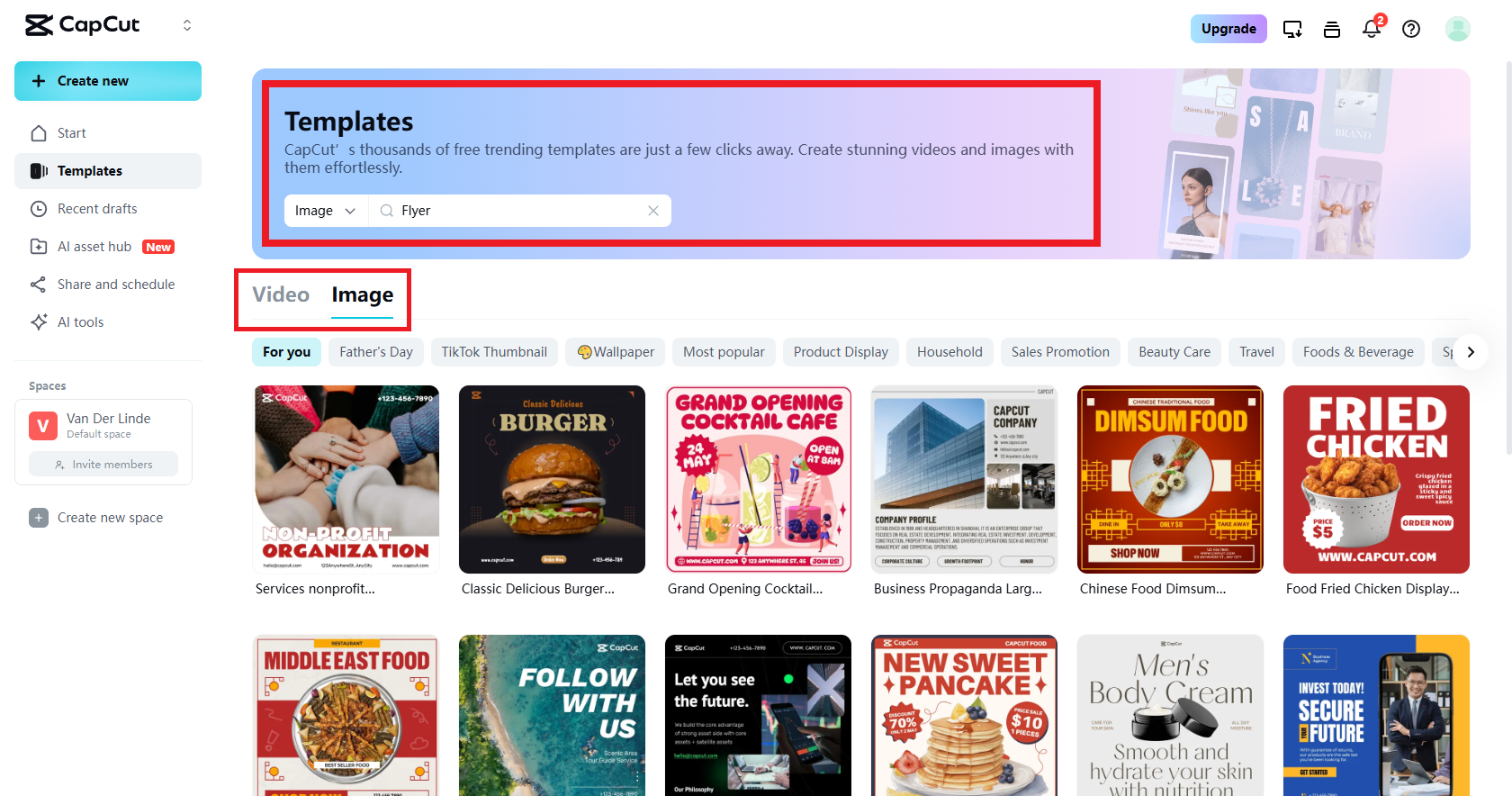 Search for your Facebook flyer template