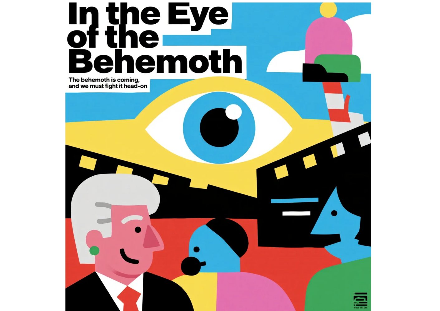 Abstract design elements and bright colours with strong, graphic illustrations in the documentary movie poster.