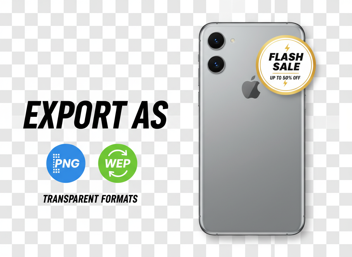 E-commerce banner mockup with clean logo decal; background removed; export as transparent PNG or WEBP; polished edges.