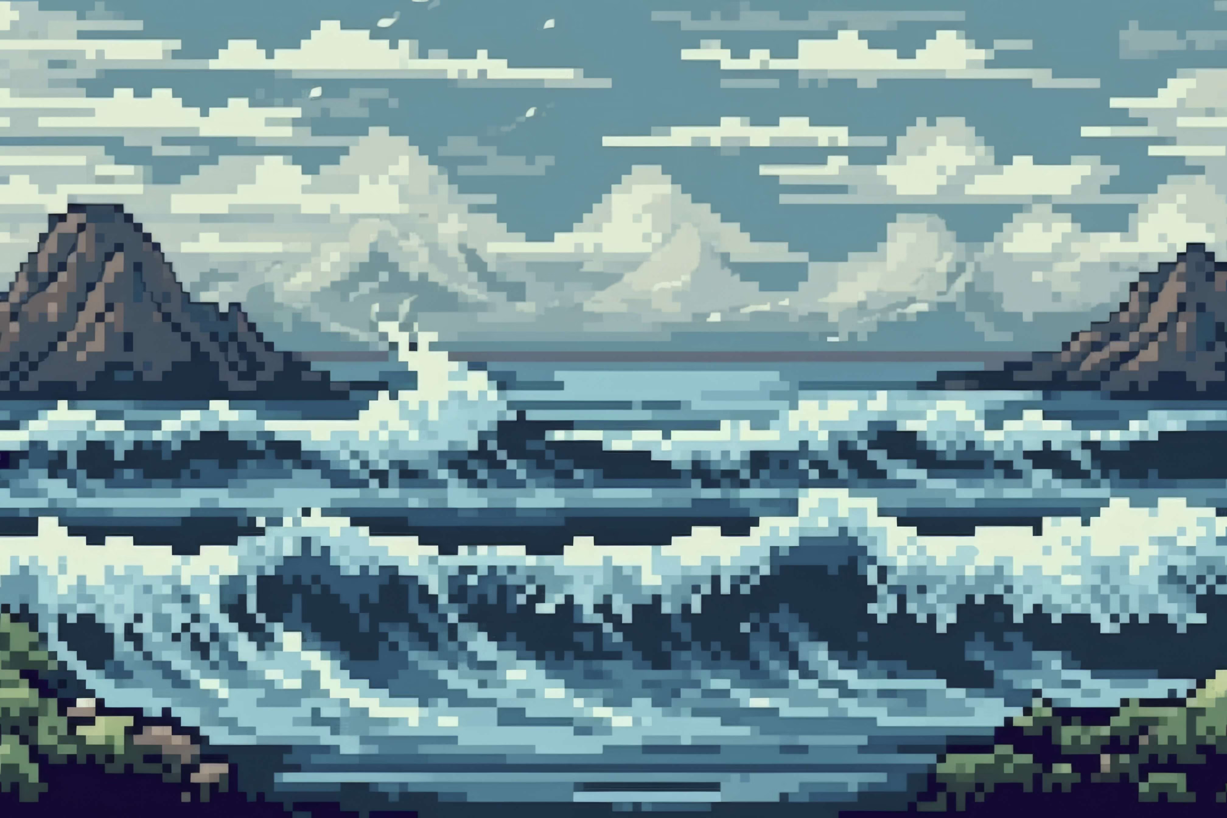 Ocean and underwater scenes pixelated background