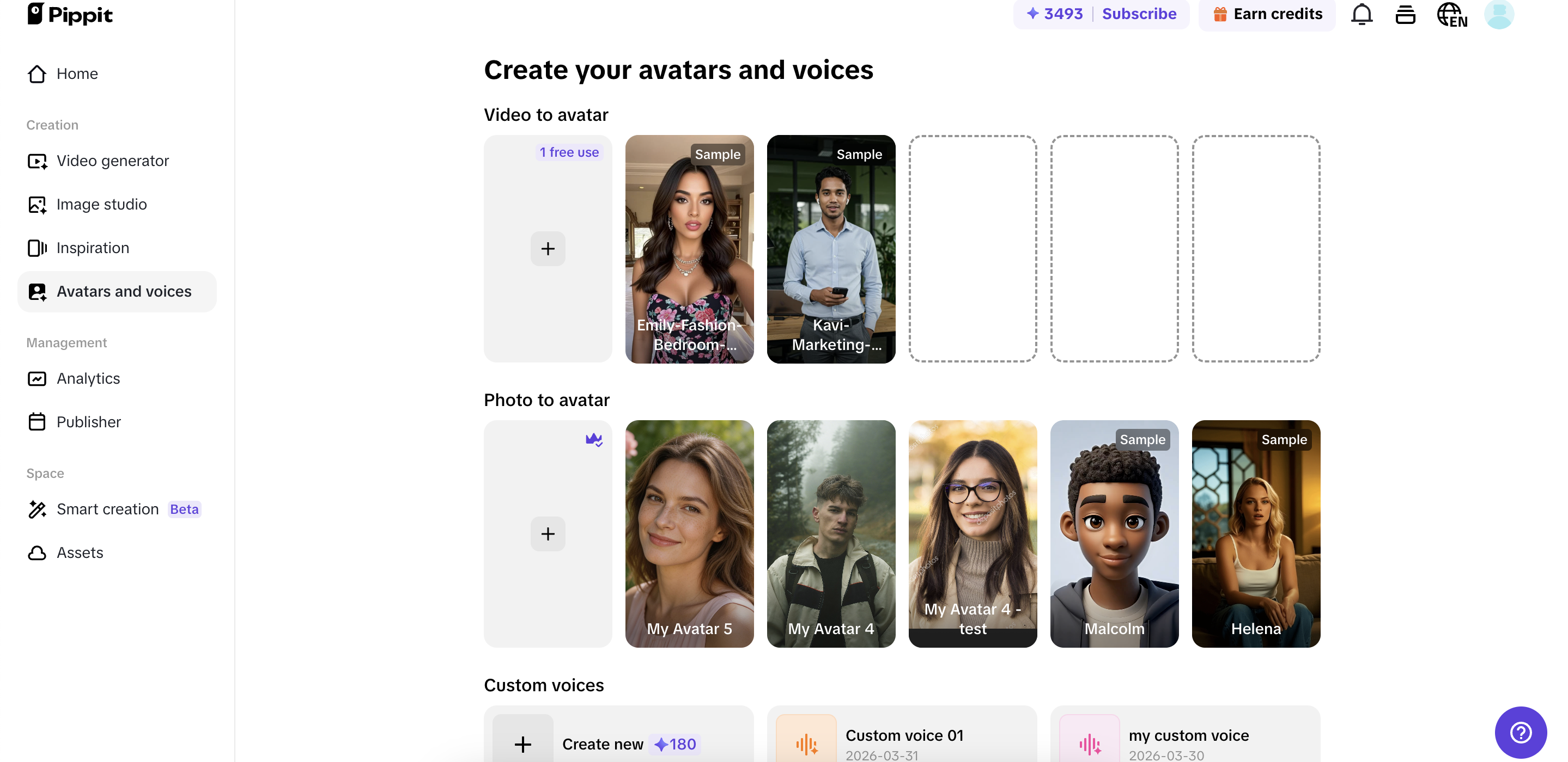 Custom avatars and voices
