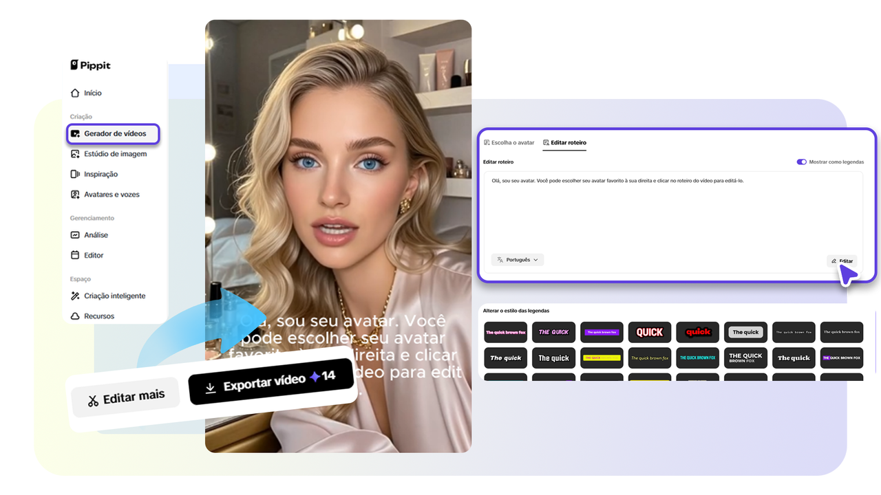Criador de vídeo com IA e personalização
