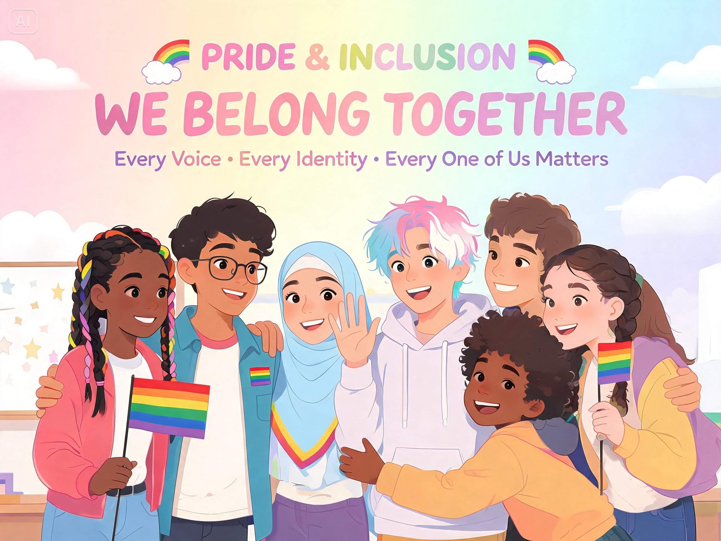Prompt for a Pride Month classroom poster 