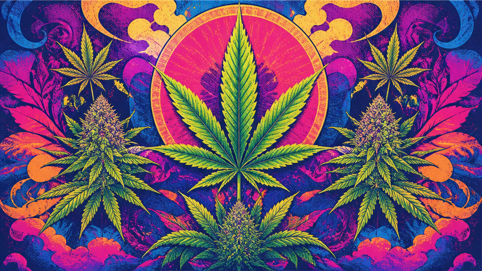 Cannabis Psychedelic Poster AI Effect — Surreal concert artwork