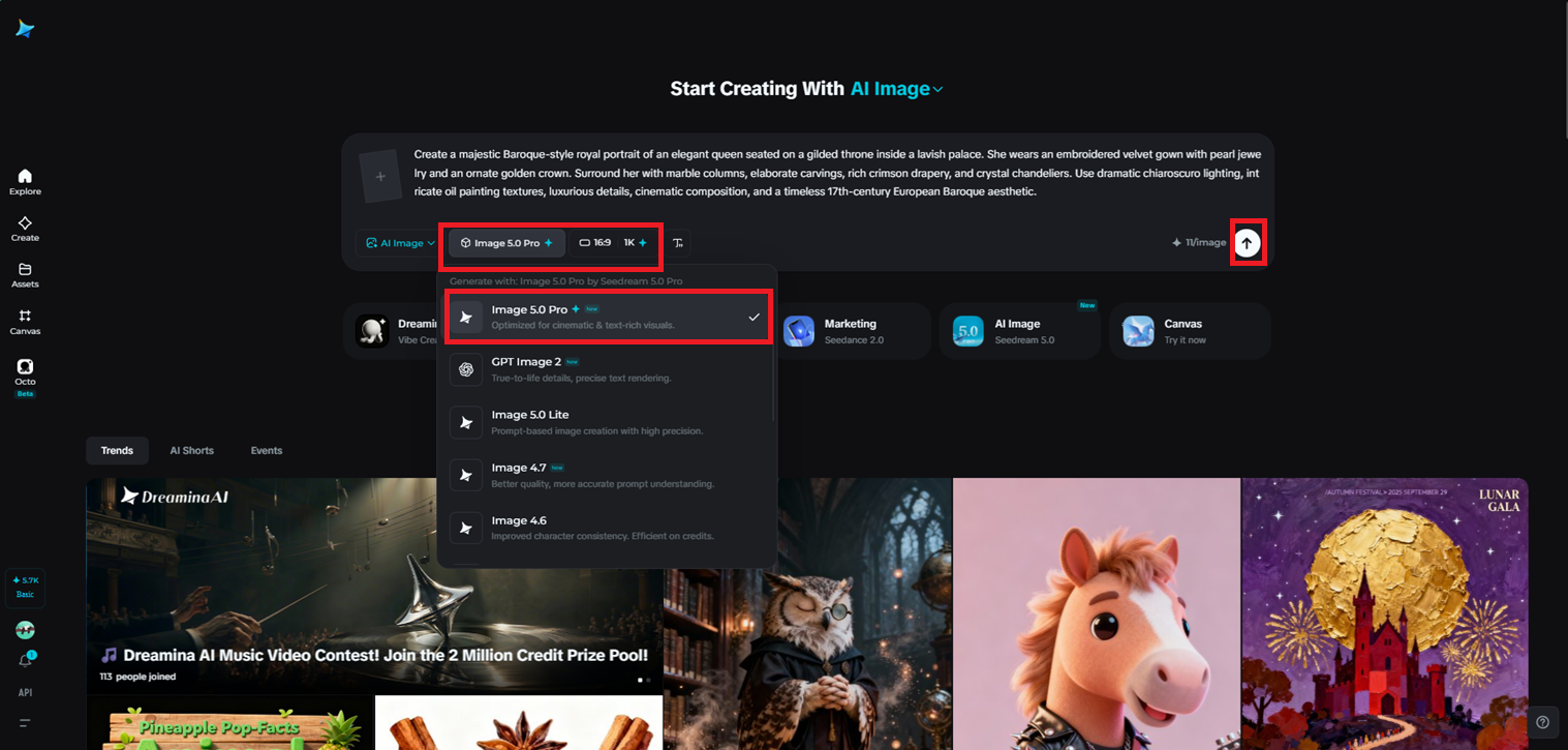 Select the model and adjust output settings
