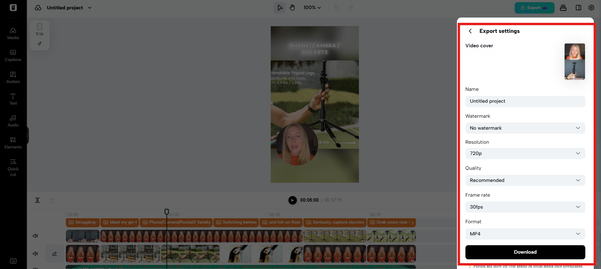 Export video