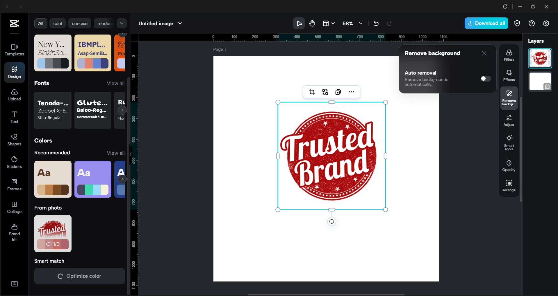 Schnittstelle des CapCut Desktop-Video-Editors - ein einfach zu bedienender Markenfarbgenerator
