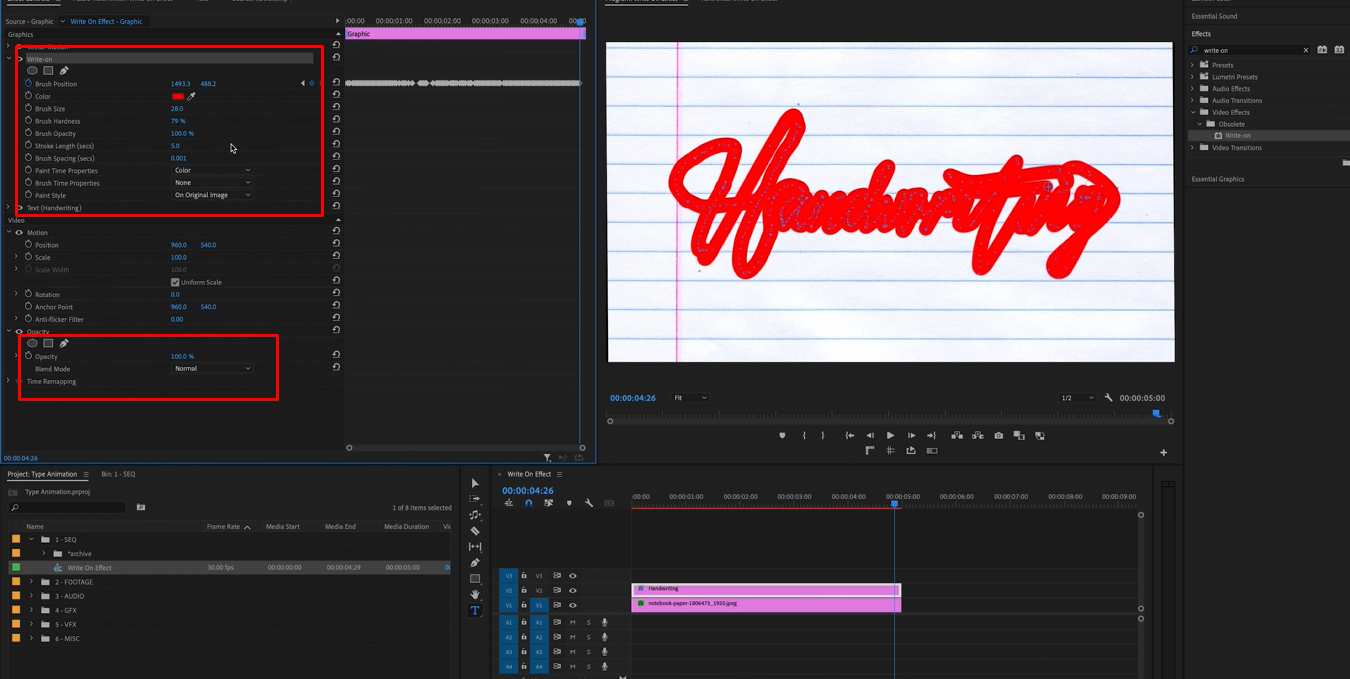 การปรับเวลาและความเร็วของแอนิเมชั่นลายมือใน Premier Pro