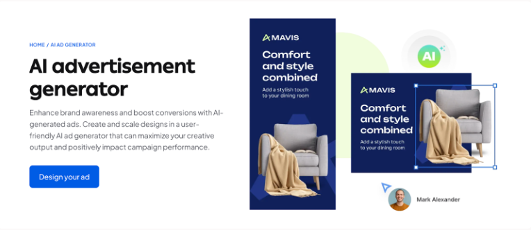 Interface of Creatopy - another tool to generate image ads