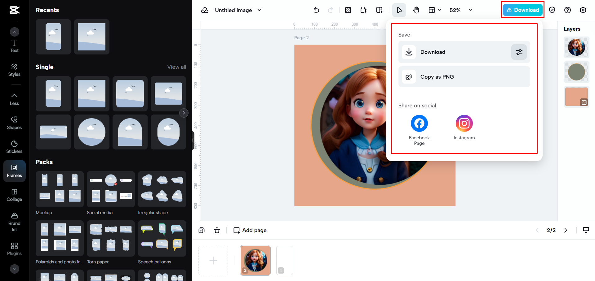 Downloading the profile picture from CapCut Web
