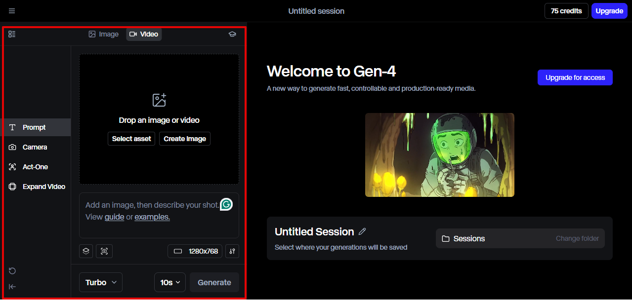 providing a prompt for video generation