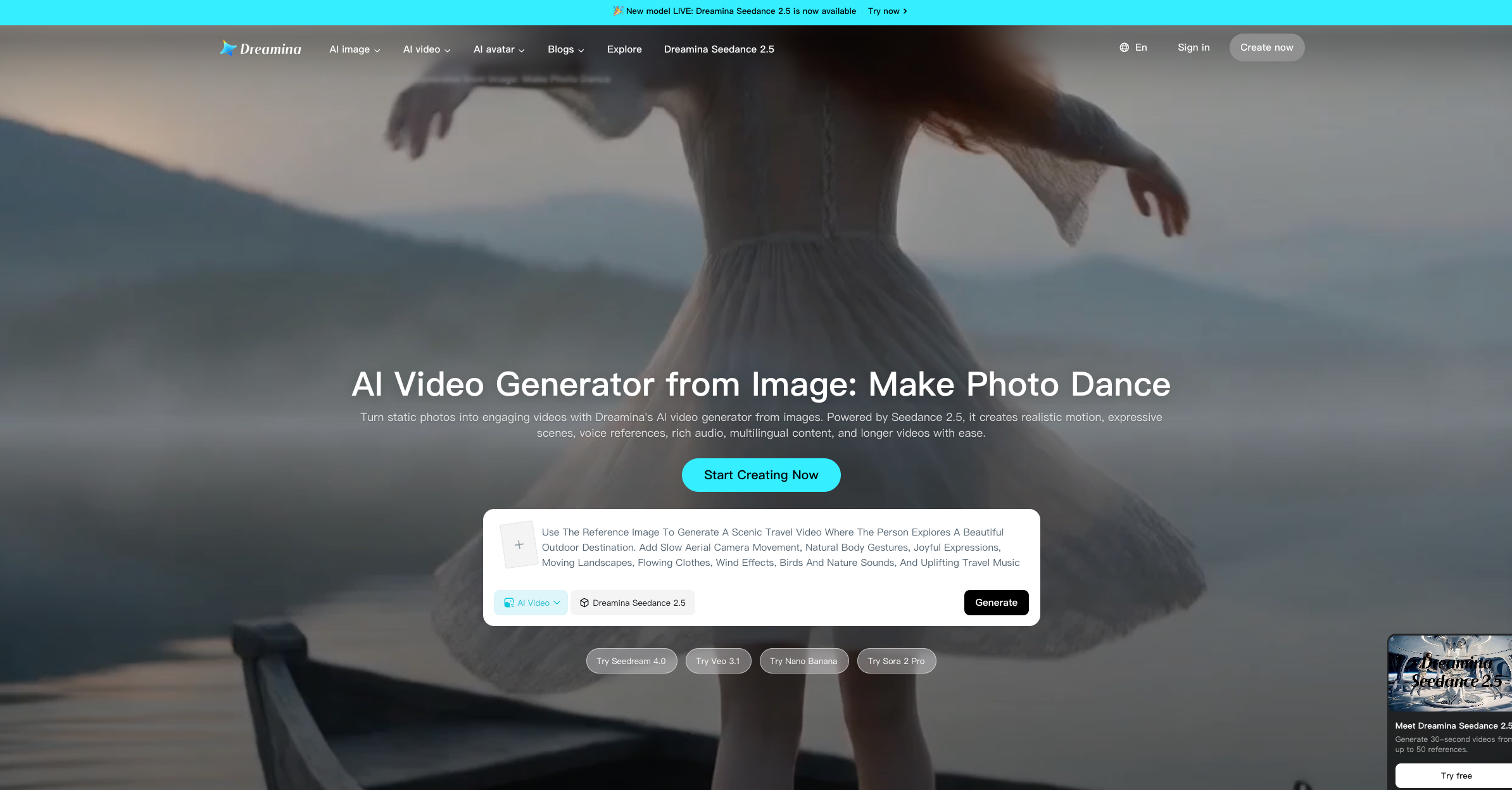 Dreamina's AI image-to-video generator